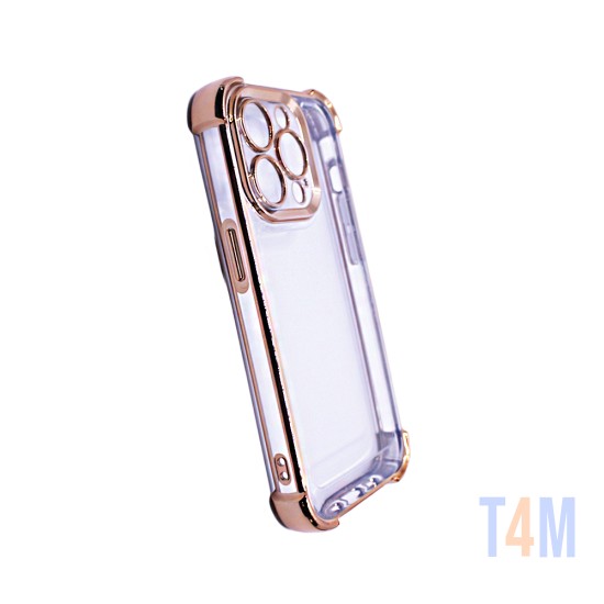 Funda de Silicona Rígida con Lente de Cámara Q Series para Apple iPhone 13 Pro Max Dorado